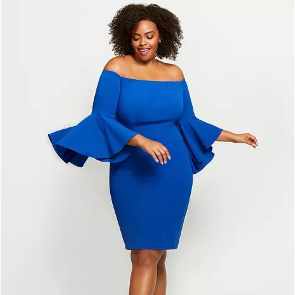 Calvin Klein Off-The-Shoulder Crepe Dress - Size 16W